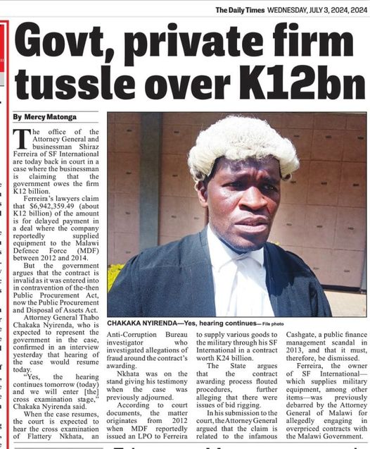 Government and private firm clash over K12bn debt.